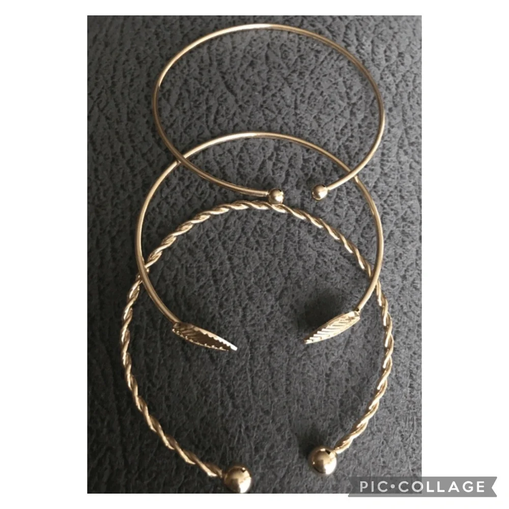 3 pc set of gold cuff bracelets - Picture 2 of 3